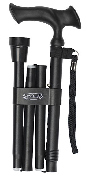 Vikbar käpp, svart med anatomiskt grepp