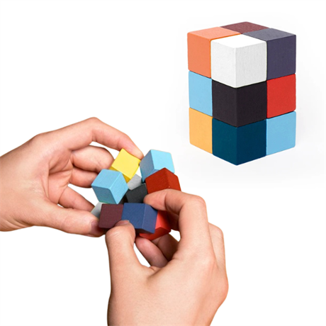 Elastic cube wooden puzzle